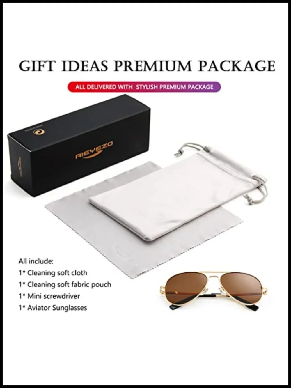 Classic Aviator Polarized Sunglasses Metal Frame UV400 Protection Spring Hinge